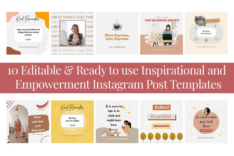 10 Aesthetic Instagram Post Templates (by Vimica Design)