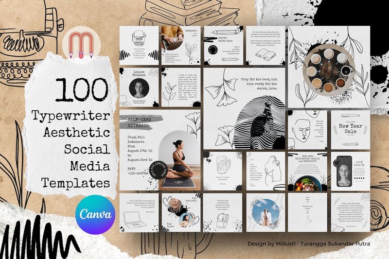 100 Typewriter Canva Instagram Template (by millusti)