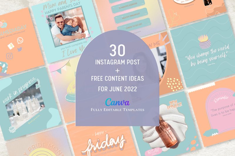 30 Instagram Post Templates / Canva (by IdeaRish)