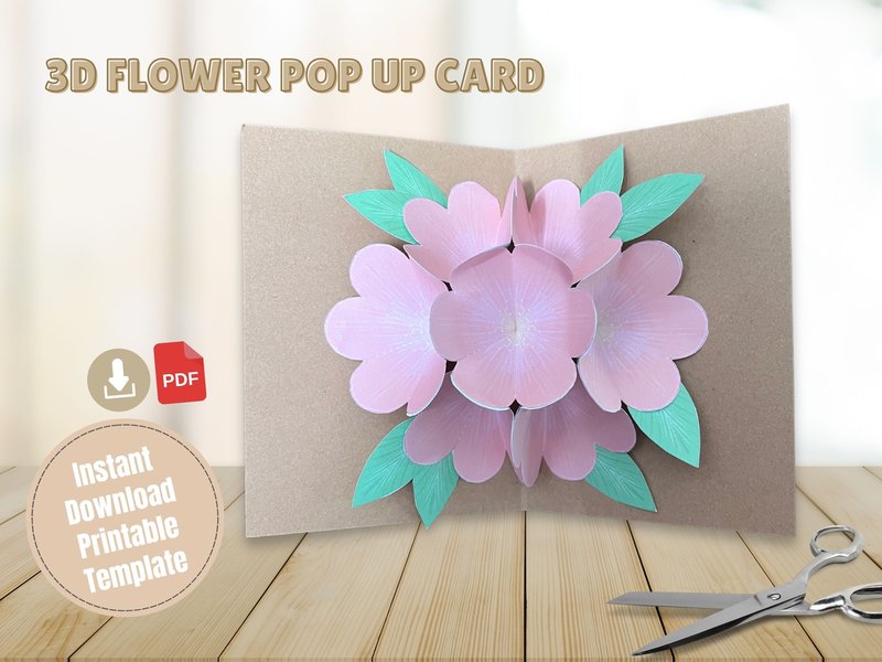 3D Flower Pop Up Card Paper Template (by jenstrokeandstyle)
