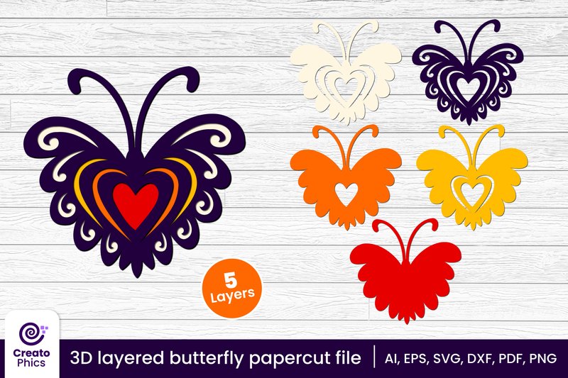3D Layered Decorative Butterfly Papercut (by Creatophics)