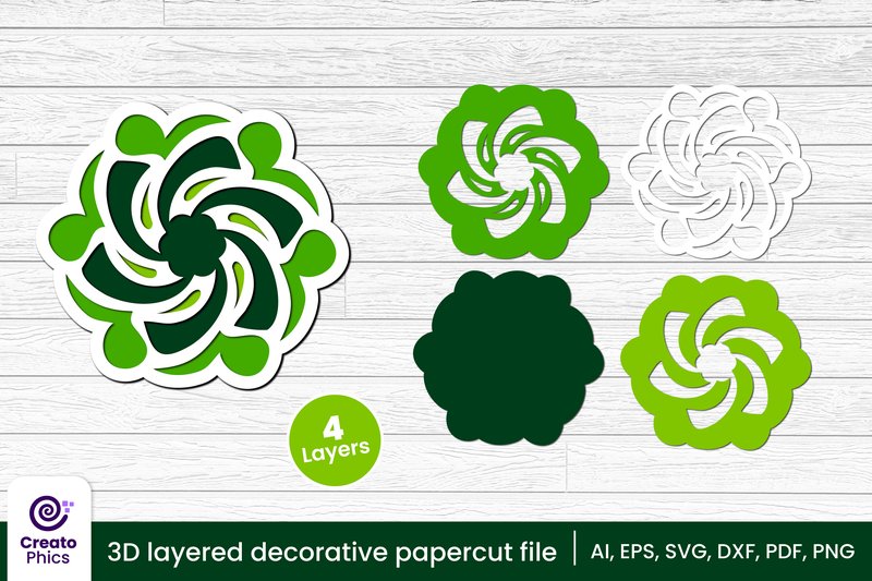 3D Layered Decorative Floral Papercut (by Creatophics)
