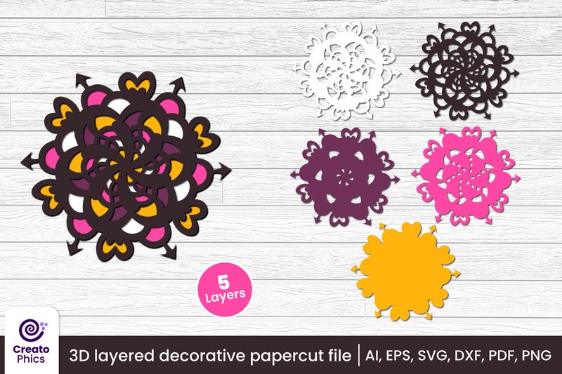 3D Layered Decorative Papercut File SVG (by Creatophics)