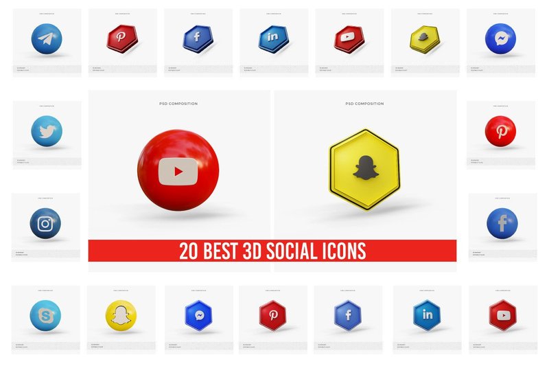 3D Social Icons on (by graphicsign58)