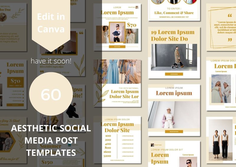 60 Aesthetic Social Media Canva Template (by Putra Art)