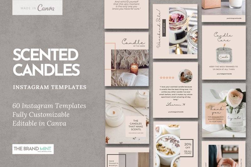 60 Scented Candle Instagram Templates (by The Brand Mint)