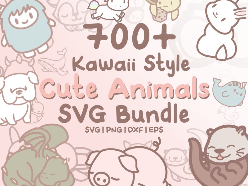 700+ Kawaii Animals SVG Illustrations (by HalieKStudio)