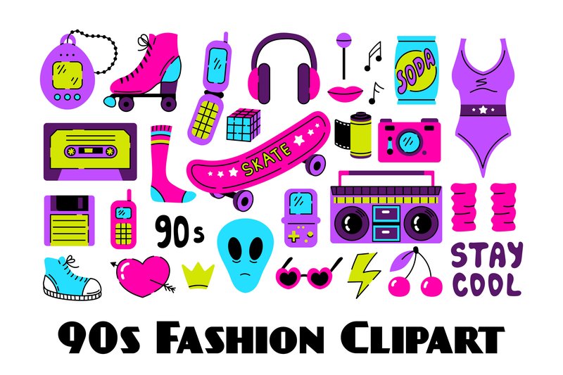 90s Fashion Clipart (by Rin Green)