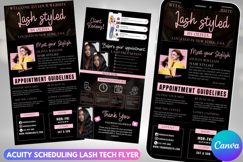 Acuity Scheduling Lash Tech Canva Flyer (by Nishat Graphic)