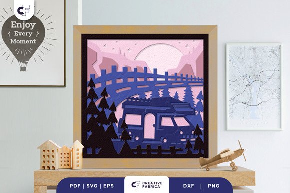 Adventure Camping 3D Shadow Box Papercut (by Creative Fabrica Crafts)