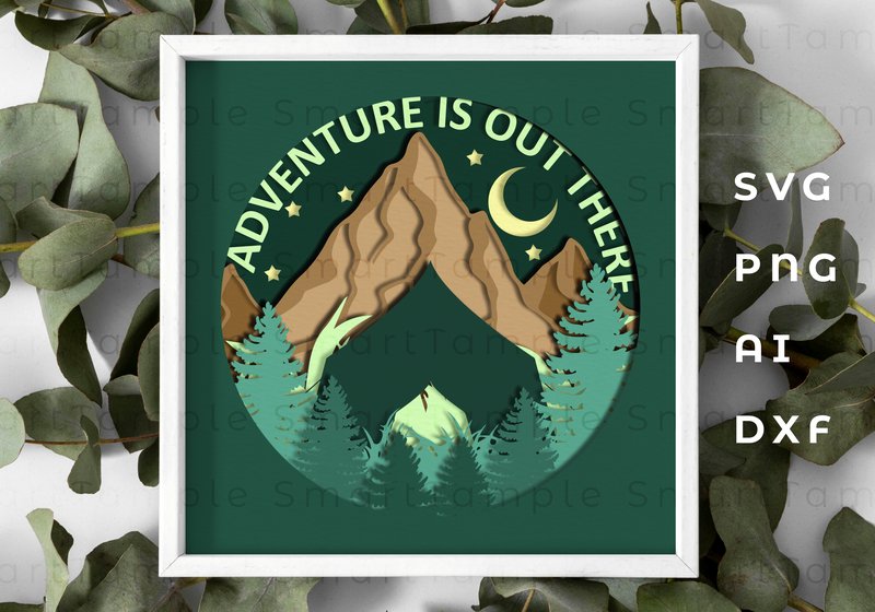Adventure Shadow Box Svg,3D Mountain Svg (by SmartTemple)