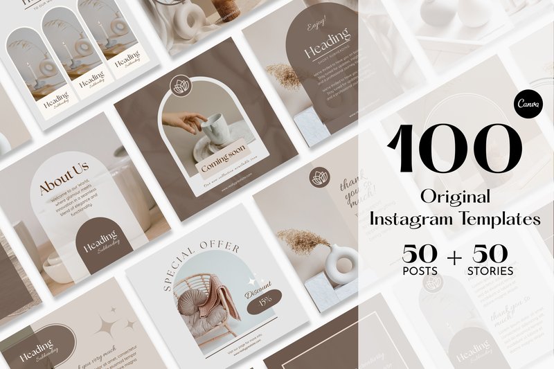 Aesthetic Beige Instagram Templates (by studio.digicraft)