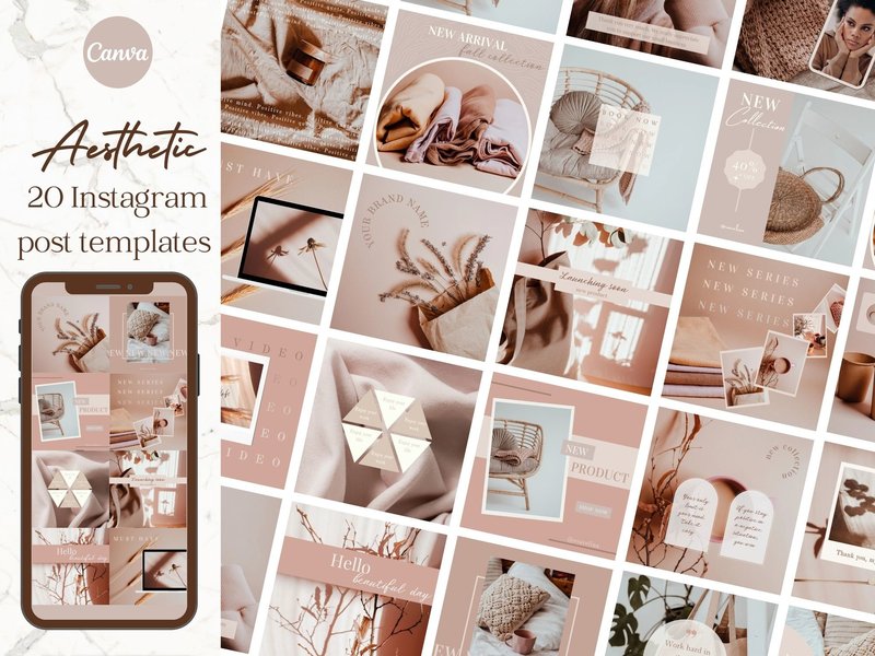 Aesthetic Brand Instagram Post Templates (by EvaTemplates)