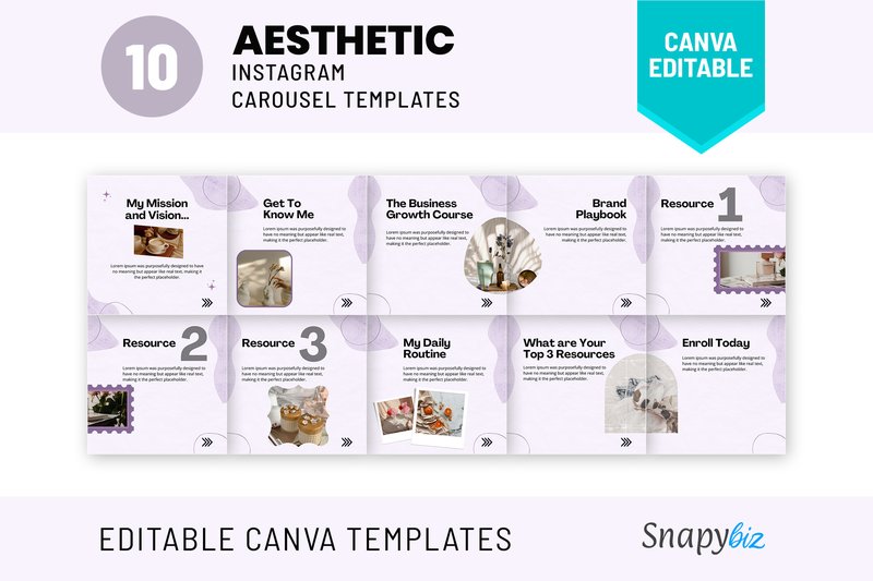 Aesthetic Instagram Carousel Canva Post (by SnapyBiz)