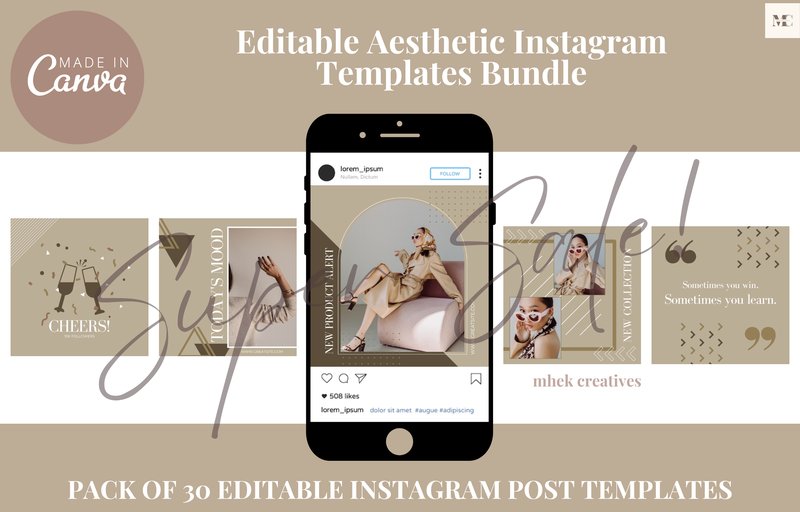 Aesthetic Instagram Post Templates (by Mhek Creatives)