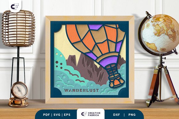 Air Balloon Travel 3D Shadow Box SVG (by Creative Fabrica Crafts)