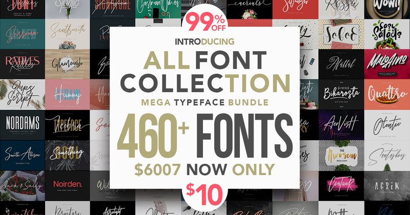 All Fonts Collection - Mega Typeface Bundle (by Maulana Creative)