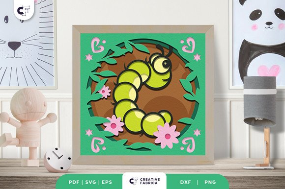 Alphabet Animal Letter C 3D Shadow Box (by 3D SVG Crafts)