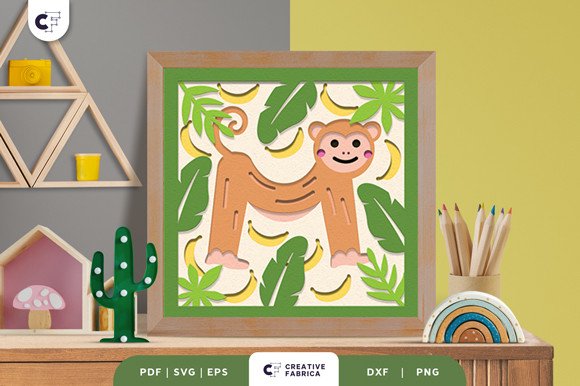 Alphabet Animal Letter M 3D Shadow Box (by 3D SVG Crafts)