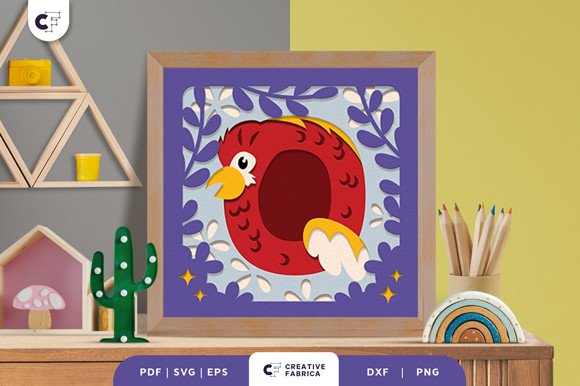 Alphabet Animal Letter Q 3D Shadow Box (by 3D SVG Crafts)