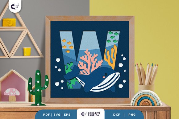 Alphabet Animal Letter W 3D Shadow Box (by 3D SVG Crafts)