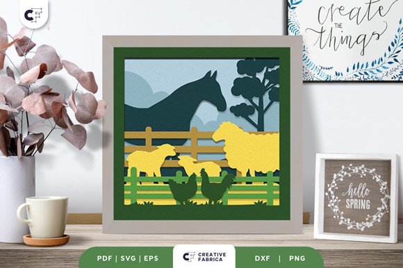 Animal Farm 3D Layered Paper Cut SVG (by Creative Fabrica Crafts)