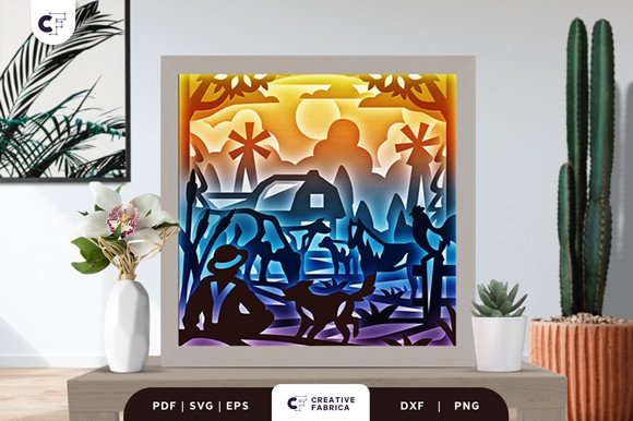 Animal Farm 3D Shadow Box Paper Cut SVG (by Creative Fabrica Crafts)