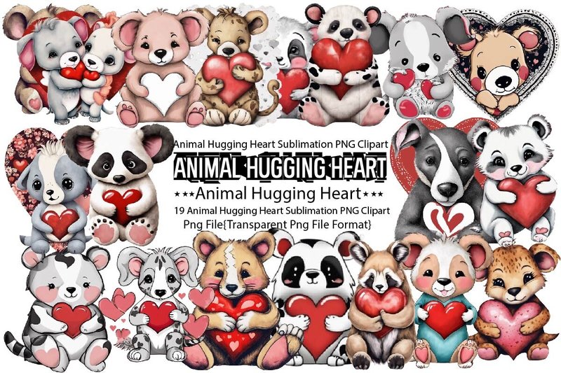 Animal Hugging Heart Sublimation (by PrintExpert)