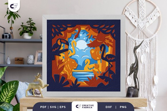 Animal in the Forest 3D Shadow Box (by 3D SVG Crafts)