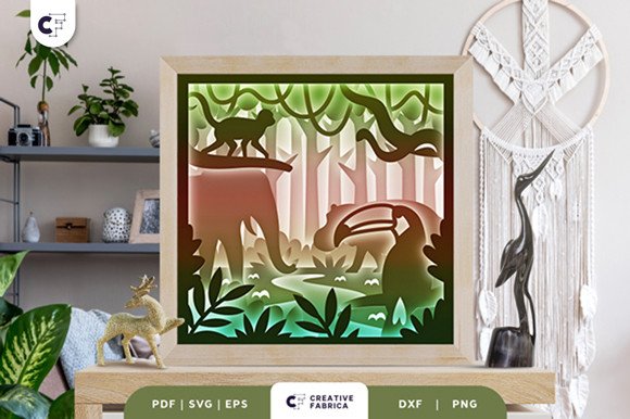 Animal in the Jungle 3D Paper Cut SVG (by 3D SVG Crafts)