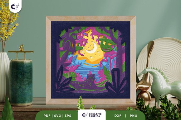 Animal in the Jungle 3D Shadow Box SVG (by 3D SVG Crafts)