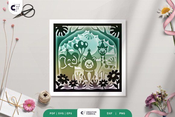 Animal Picnic in Spring 3D Shadow Box (by Creative Fabrica Crafts)