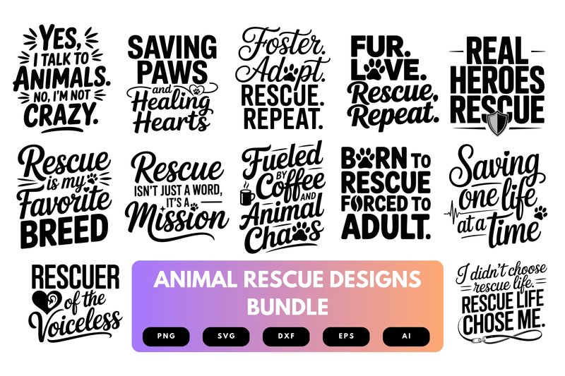 Animal Rescue SVG Bundle (by merchrollinfo)