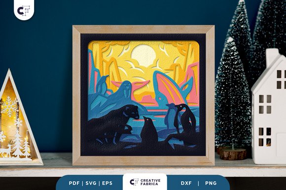 Antarctica Animal Life Shadow Box SVG (by Creative Fabrica Crafts)