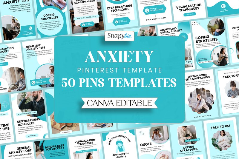 Anxiety Pinterest Templates (by SnapyBiz)