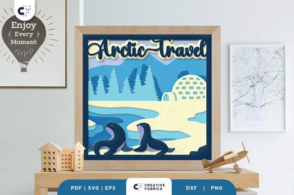 Arctic Travel Shadow Box Paper Cut SVG (by Creative Fabrica Crafts)