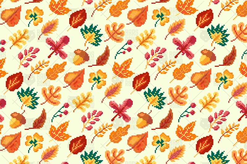 Autumn Pixel Leaves Pattern (by barsrsind)