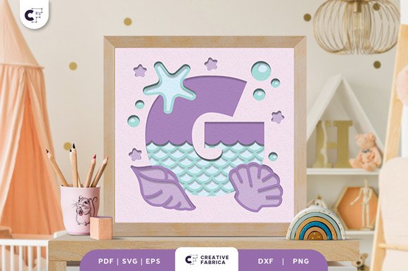 Baby Alphabet G Monogram 3D Papercut SVG (by 3D SVG Crafts)