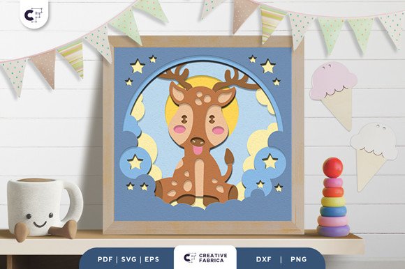 Baby Deer 3D Shadow Box Paper Cut (by 3D SVG Crafts)