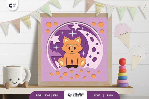 Baby Fox 3D Shadow Box Papercut (by 3D SVG Crafts)