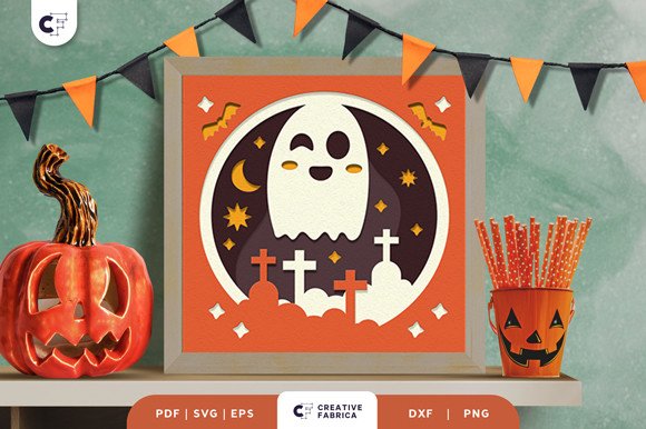Baby Ghost Paper Cutting Light Box (by 3D SVG Crafts)