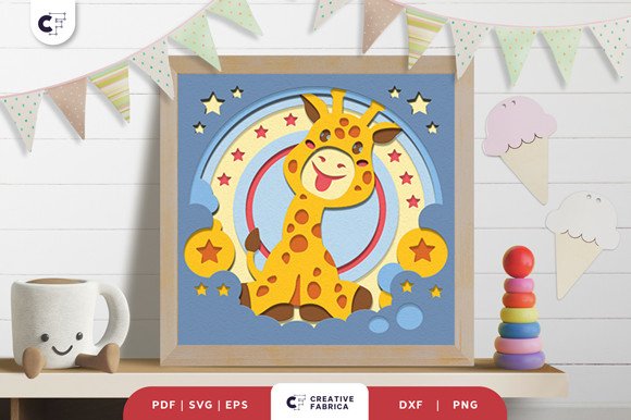 Baby Giraffe 3D Shadow Box Paper Cut (by 3D SVG Crafts)