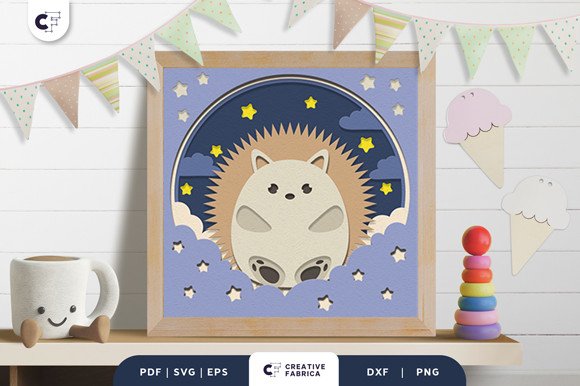 Baby Hedgehog 3D Shadow Box SVG (by 3D SVG Crafts)
