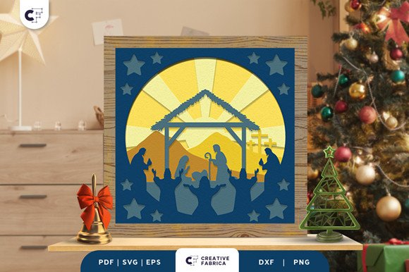 Baby Jesus 3D Shadow Box Paper Cut (by 3D SVG Crafts)