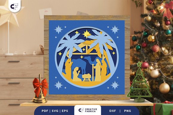 Baby Jesus Shadow Box Paper Cut (by 3D SVG Crafts)
