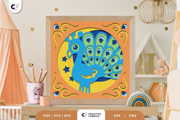 Baby Peacock 3D Shadow Box Paper Cut (by 3D SVG Crafts)