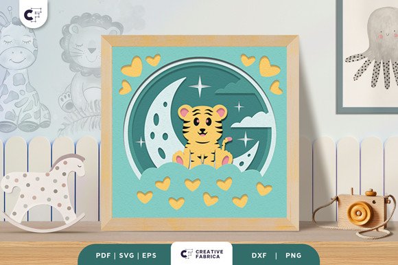 Baby Tiger 3D Shadow Box Paper Cut (by 3D SVG Crafts)