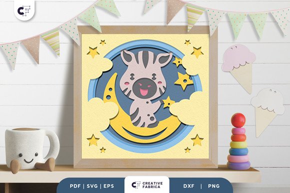 Baby Zebra 3D Shadow Box Paper Cut (by 3D SVG Crafts)
