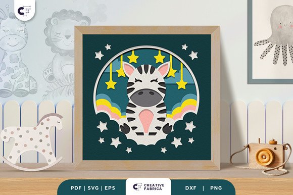 Baby Zebra 3D Shadow Box Papercut (by 3D SVG Crafts)