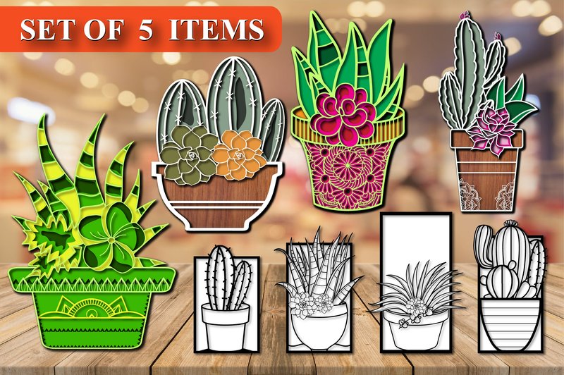 Beautiful Succulents Home Decor Big Set (by SVG HUB)